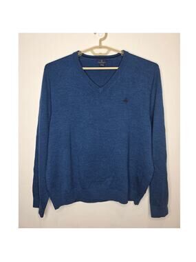 Brooks Brothers blue merino wool long sleeve v-neck sweater - XL - corporate